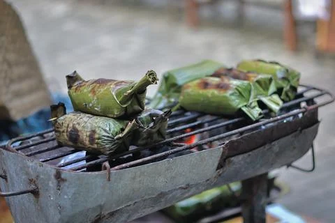 Process Baking Gogos on the grill Stock Photos