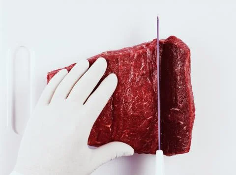 Process of beef steak preparation 스톡 사진