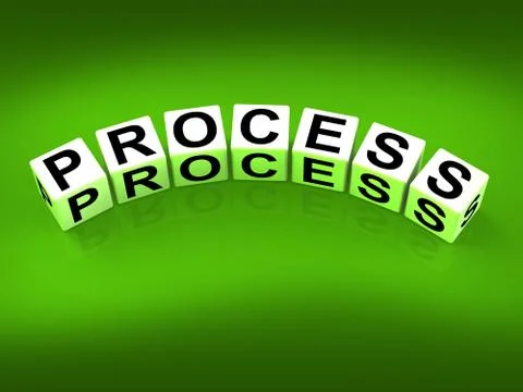 Process blocks represent techniques systems and steps Stock Illustration