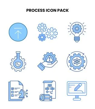 Process Blue Icons Pack Stock Illustration