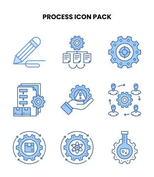 Process Blue Icons Pack Stock Illustration