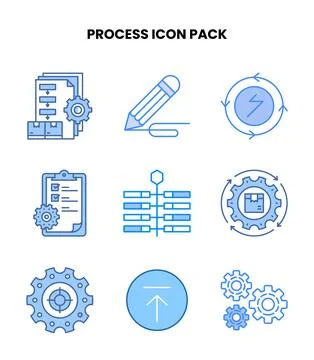 Process Blue Set Icons Pack Ilustración de archivo