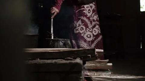 The process of boiling sap juice in a traditional kitchen takes hours Stock Footage 240071310