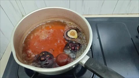 The process of boiling zuriat fruit which has various health benefits. Stock Footage 304333751
