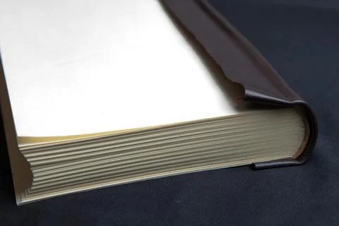 The process of book binding; leather book spine, without the hard cover Stock Photos