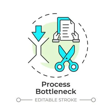 Process bottleneck flat linear concept icon Stock Illustration