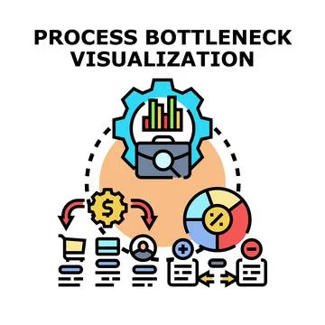 Process bottleneck visualization analyzing business optimization strategy Stock Illustration