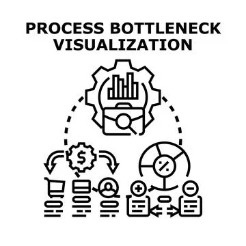 Process bottleneck visualization analyzing business optimization strategy Stock Illustration