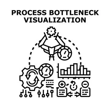 Process bottleneck visualization optimizing business workflow 库存插图