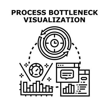 Process bottleneck visualization optimizing business performance analysis Stock Illustration
