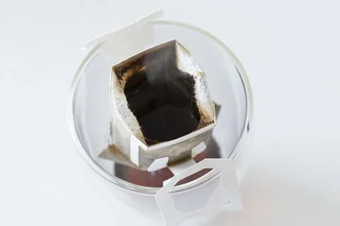 The process of brewing a drip coffee, close-up Foto stock