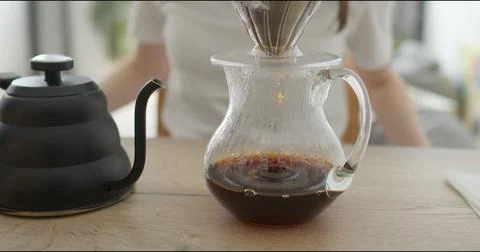 Process of brewing pour over coffee Stock Photos