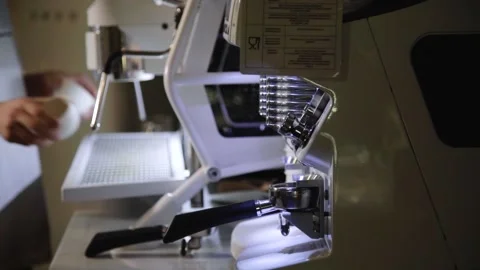 The process of brewing specialty coffee. Brewing coffee in a funnel. Stock Footage 164151711