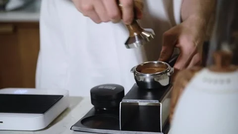 The process of brewing specialty coffee. Brewing coffee in a funnel. Stock Footage 164151791