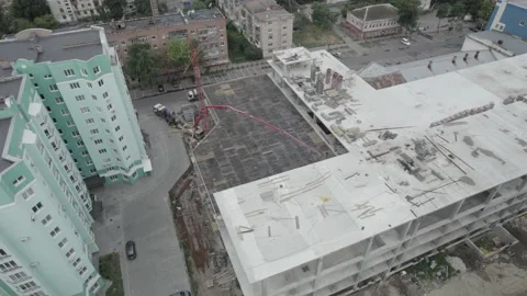 The process of building concrete floors of a multi-storey building Stock Footage 219687690