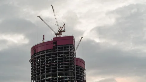 The process of building a monolithic house in Moscow Sity. Stock Footage 172984668