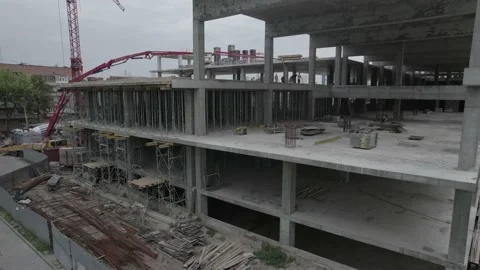 The process of building a multi-storey building. Stock Footage 219687863