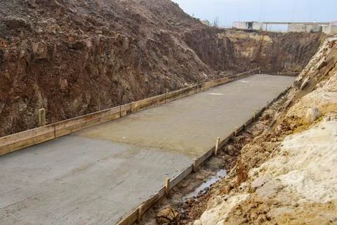 The process of building a new road, without people and construction equipment Stock Photos