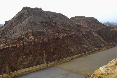 The process of building a new road, without people and construction equipment Stock Photos
