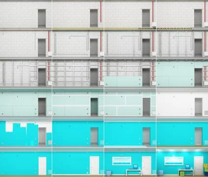 The process of building a room Ilustración de archivo