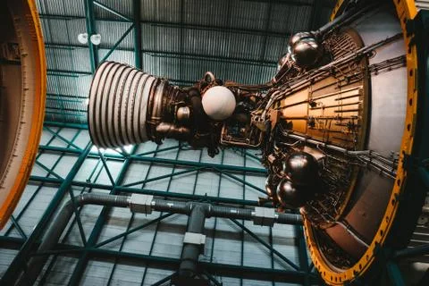 A process of building a space rocket engine Foto stock