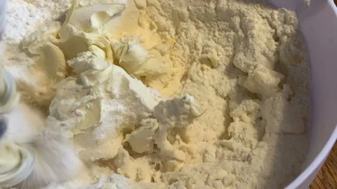 Process of cake baking. Mixing dough ingredients. Video stock 146212637