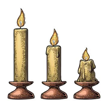 Process of candle burning. Stock Illustration