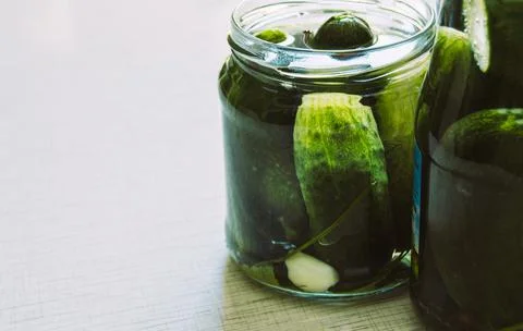 The process of canning pickled cucumbers for the winter Stock Photos