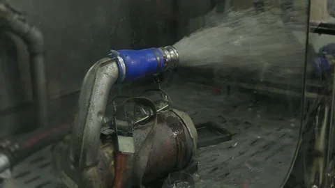 Process of cargo truck vehicle dpf (Diesel Particulate Filter) filter cleaning Stock Footage 288455406