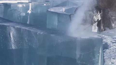  the process of carving figures out of ice on Lake Baikal Stock Footage 270257628