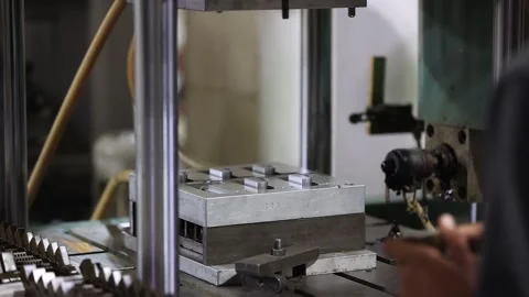 The process of casting part from factory, industrial safety first concept Stock Footage 297736432