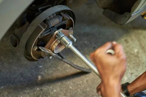 Process Of Changing Wheel Nut. Stock Photos