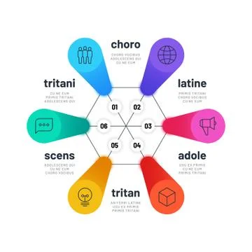 Process chart. 6 step option diagram, business organization infochart. Isometric Stock Illustration