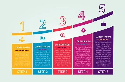 Process chart infographic with five options Stock Illustration