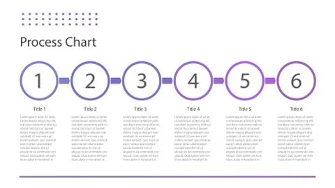 Process chart template with six steps Stock Illustration