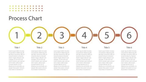 Process chart template with six steps 스톡 일러스트