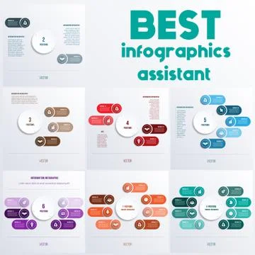 Process chart templates for presentation 2 4 5 6 7 8 options,  banners, can b Stock Illustration