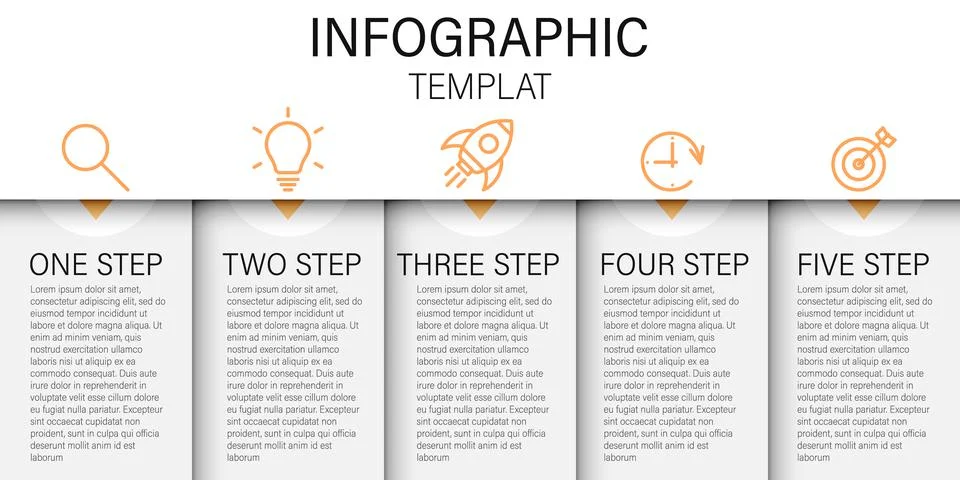 Process chartand and 5 options or steps. Abstract elements of graph, diagram  Stock Illustration