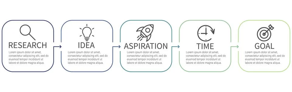 Process chartand and 5 options or steps. Abstract elements of graph, diagram  Stock Illustration