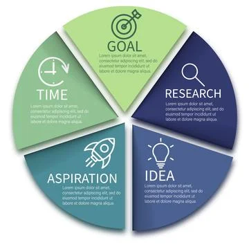 Process chartand and 5 options or steps. Abstract elements of graph, diagram  Stock Illustration