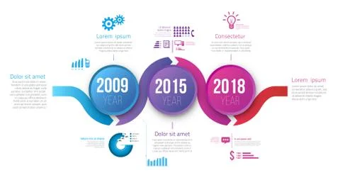 Process charts with steps infographics Stock Illustration