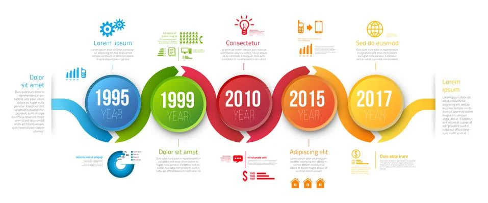 Process charts with steps infographics Illustrazione stock