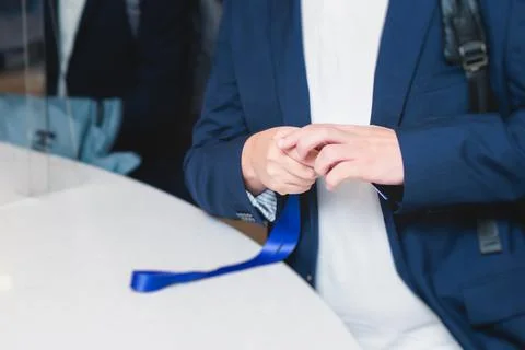 Process of checking in on a conference congress forum event, registration d.. Stock Photos