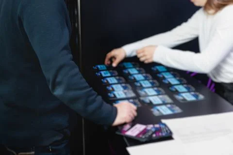 Process of checking in on a conference congress forum event, registration d.. 스톡 사진