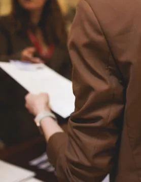 Process of checking in on conference congress forum event, registration des.. Stock Photos