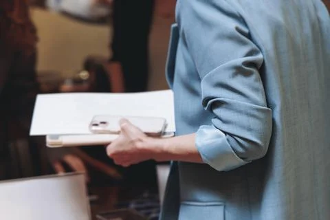 Process of checking in on conference congress forum event, registration des.. Stock Photos