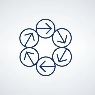 Process circle arrows infographic template with 6 options. Can be used for wo Stock Illustration