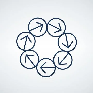 Process circle arrows infographic template with 7 options. Can be used for wo Stock Illustration