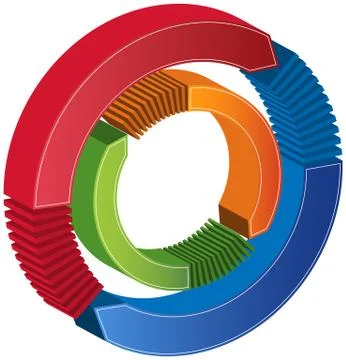 Process circle diagram - 3d arrows Stock Illustration