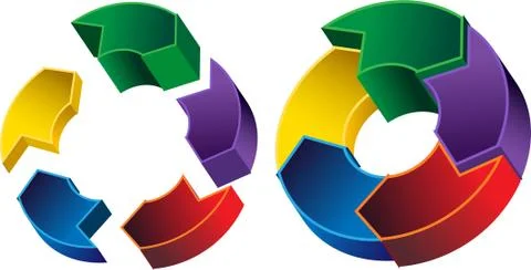 Process circle diagram - 3d arrows Stock Illustration